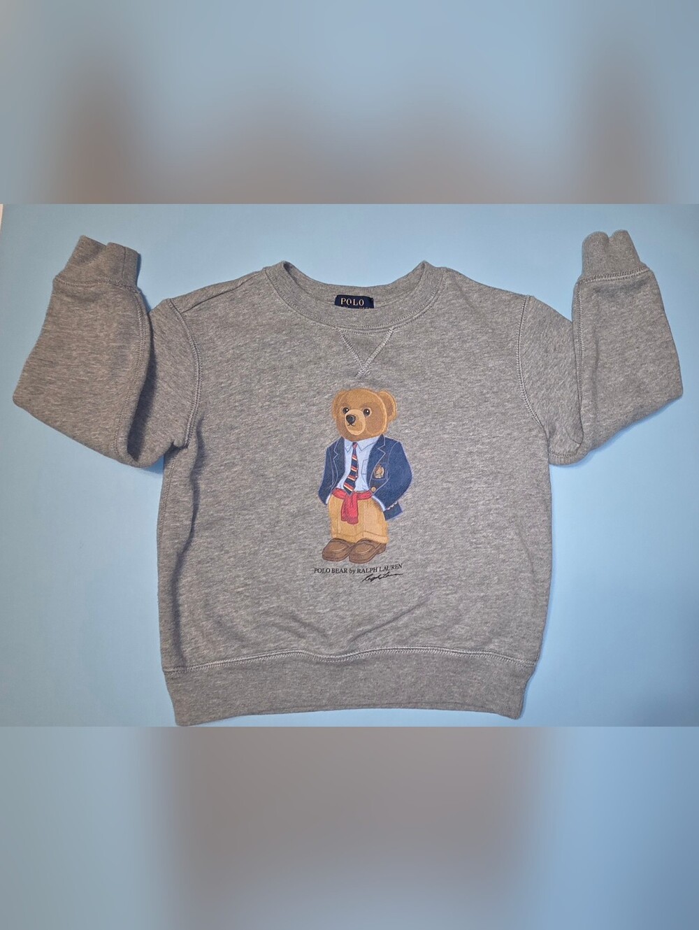 Ralph Lauren Polo Kids' Grey Bear Graphic Sweatshirt Size 5